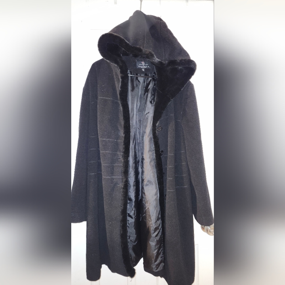 Gallery Black Hooded Cape Coat